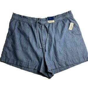 Old‎ Navy Women 3X Shorts High Waisted Chambray Blue Comfort New